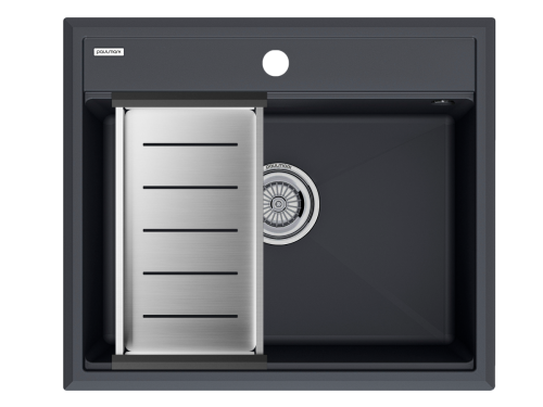 Кухонная мойка + коландер Paulmark PM115951-AN+A375-BS 60х50 цвет черный